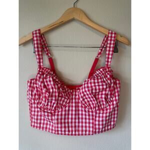 Colsie Red Gingham Bustier Crop Top – Vintage Inspired Cottagecore Y2K